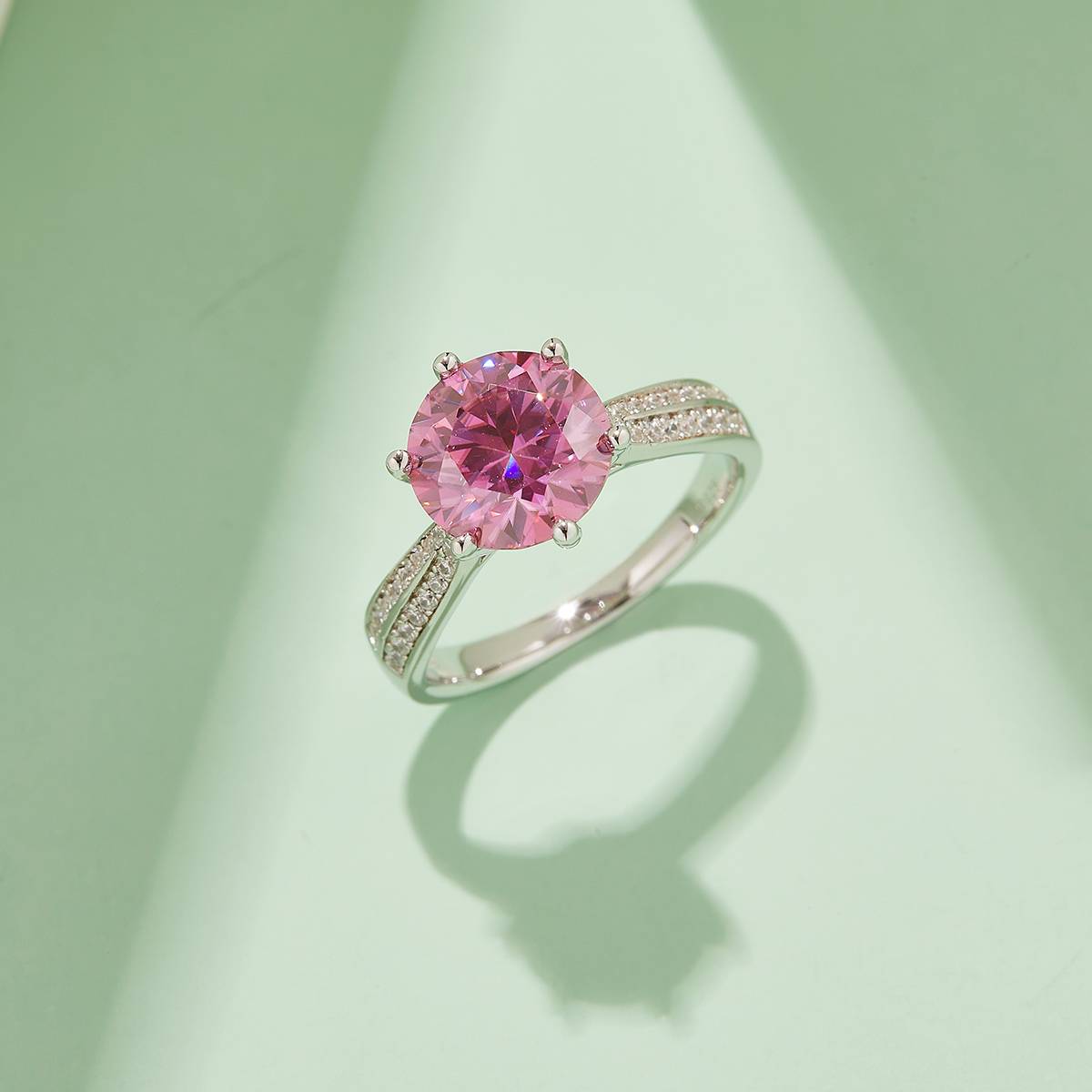Starlight Queen S925 Silver Plated Platinum Moissanite Diamond Women's Ring 3.0 Carat D-Class